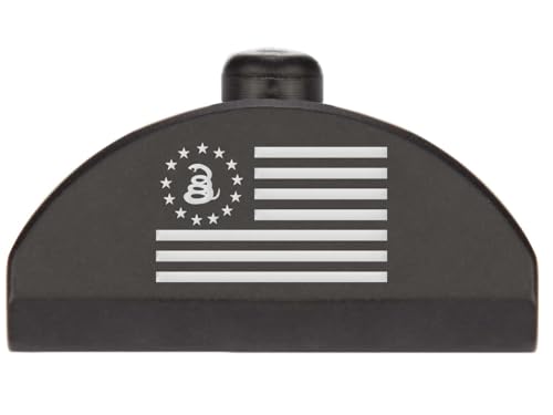 NDZ Performance Brass Grip Frame Plug for Glock Gen 4-5 G17 G19 G22 G23 G24 G31 G32 G34 G35 – No Backstrap – Armor White Cerakote – White Laser Engraving, Betsy Ross Flag Snake