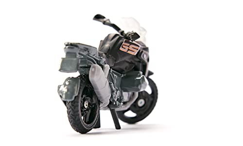 Siku 1399, BMW R 1250 GS LCI, Spielzeug-Motorrad, Metall/Kunststoff, Schwarz/Silber, Beweglicher Lenker und Ständer, Gummireifen
