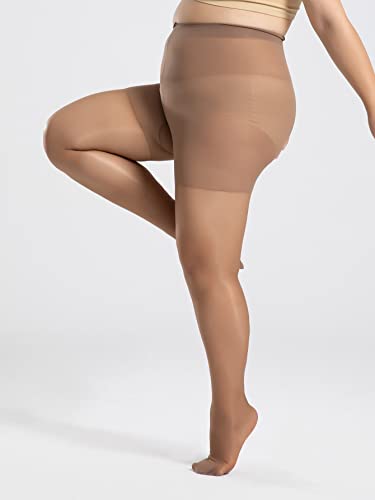 Soly Hux Sheer Tights For Women Plus Size Polka Dots Tights Pantyhose Stockings Solid Camel L-Xxl #TOP2