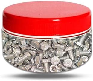 AFSUK 6 x 150ml Round clear Plastic Storage Jar with screw top lids, airtight BPA free food containers for kitchen, Hardware Storage, canisters, / Red Lid