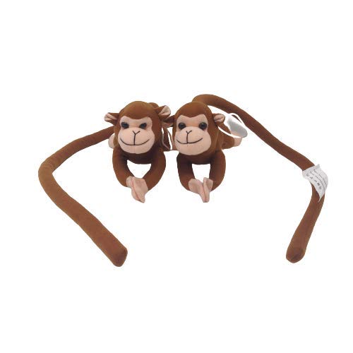 Daffodil Creations Cute Long Tail Monkey Combo Stuffed Soft Toy,Curtain Holder Monkeys Pack of 2 (18cm) (Brown)