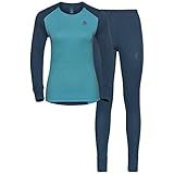 Odlo Damen Funktionsunterwäsche Set ACTIVE WARM ECO, blue wing teal - reef waters, M