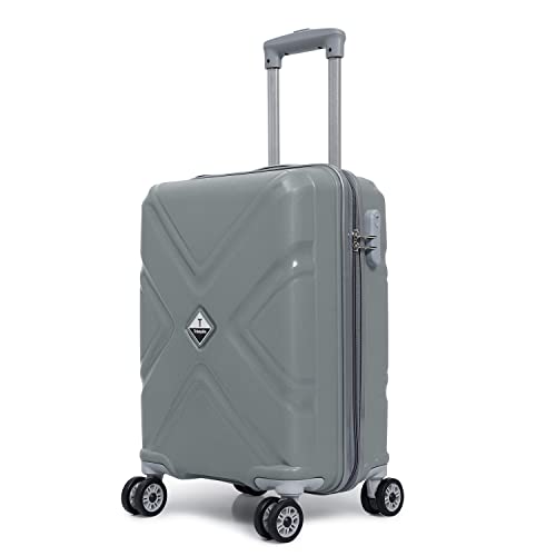 Image of Trolley Bag Small Size, 56 cms Hard Side Travel Bag for Women, 8 Wheel Luggage Suitcase for Travelling, Cabin-Friendly, Scratch Resistant, Trolley Suitcase (Grey., Small)
