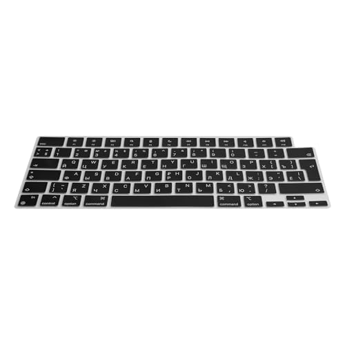 kwmobile Protezione Tastiera Russa Compatibile con Apple MacBook PRO 16.2 2024 M4 A3403 / A3186 - Cover Tastiera Russo QWERTY - Copertina Silicone Nero