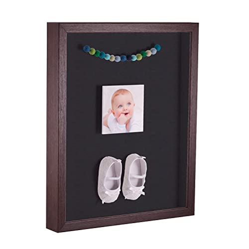 ArtToFrames 14 x 18 Inch Shadow Box Picture Frame, with a Verlinga Brown 1'' Shadowbox Frame and Black Mat