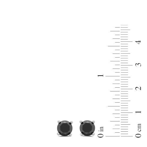 Amazon Essentials 0.5 to 2 Carats Round Black Diamonds, 10K White Gold, Stud Earrings - Stud Earrings for Women.4