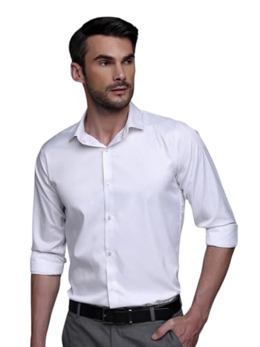 Image of IndoPrimo Men's Satin Shirt with Spread Collar Neck Line Solid Pattern Full Sleeves Regular Fit Western Style and Standard Length