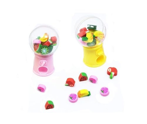 1Pc Pencil Erasers Fruit Animal Shaped Machine Eraser Kids Gift School Office Correction Supplies Nice and Clever Mini Rubber Kawaii Student Erasers and Correction Products