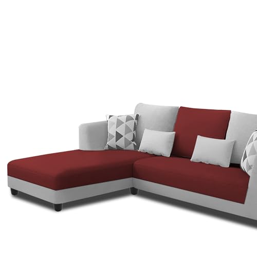 Image of Galib LHS 4 Seater L Shape Sofa Set for Living Room (Maroon Grey Fabric) Premium Fabric Sofa
