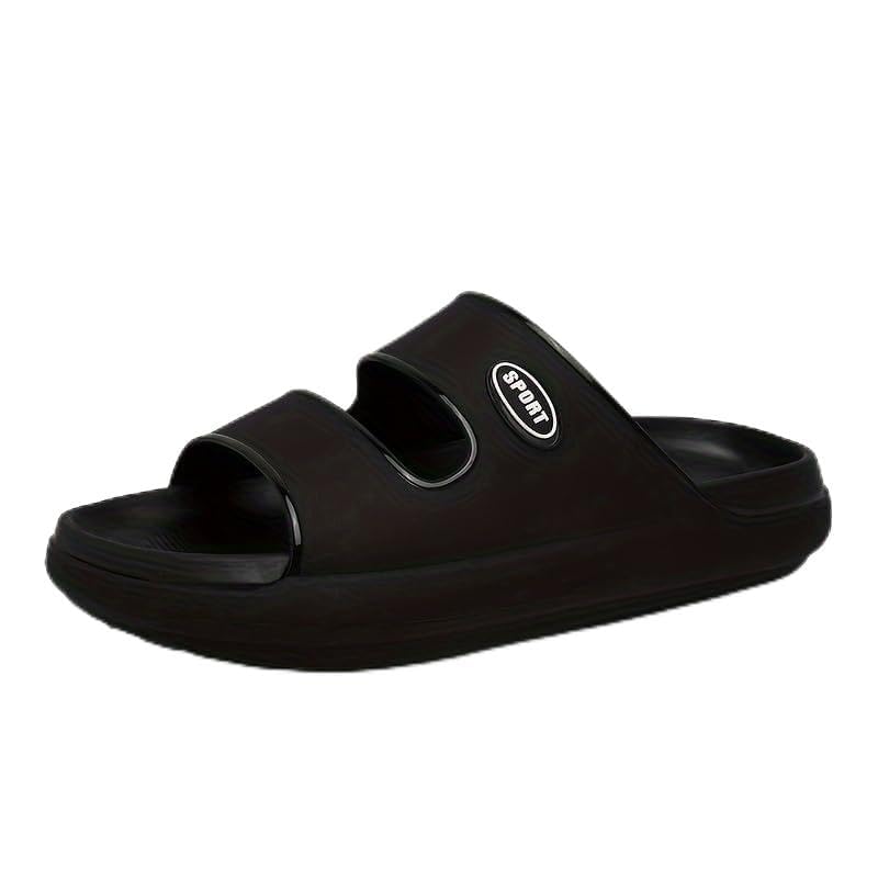 Men's Solid Color Open Toe Breathable Slippers, Comfy Non Slip Casual Durable EVA Slides, Men's Footwear