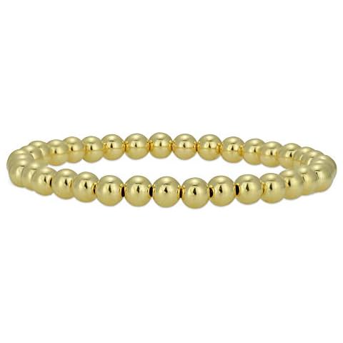 Anela 14kt Gold Filled Bracelet, 5mm Beads, Stretch and Stackable, Hand Made in USA (6.0) Cover