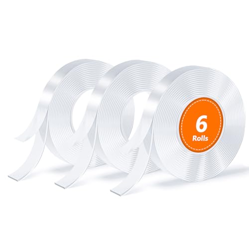 Double Sided Tape, Nano Tape, Transparent Adhesive Tape, Traceless Adhesive Tape, Removable, Washable, Reusable, Suitable for Carpets, Photo Walls, 3m Per Roll, 6 Rolls by SUTOUG - Used condition - US$12.49