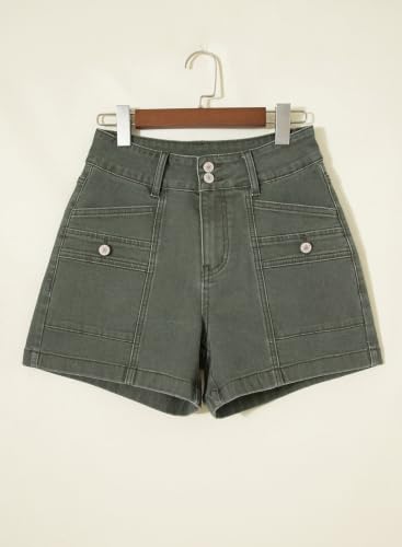 Image of Astylish Women's High Waisted Stretchy Jean Shorts Trendy Denim Shorts
