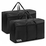 QWORK® 2 Pack 100L bolsa almacenaje ropa con cremalleras, 80 * 45 * 25cm