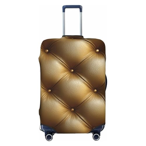 Elegance Tufted Surface Golden Leather Elastic Travel Luggage Covers Dustproof Scratch-Resistant Suitcase Protector Fit 22-24 Inch