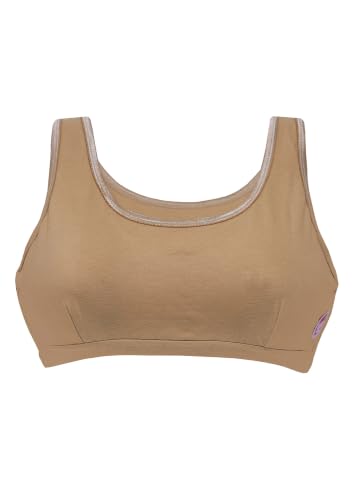 Image of DChica Essentials Sports Bra for Girls (Pack of 2) Cotton Non-Padded Full Coverage Beginners Non-Wired T-Shirt Gym Yoga Workout Bra with Regular Broad Strap, Training Bra for Teenagers