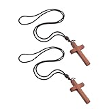 Zerodeko Collar de Madera de Sándalo Colgante de Cruz 2 Piezas, Amuleto Católico Unisex, Joyería Hipoalergénica para Mujer y Hombre, Accesorio Religioso para Iglesia y Festivales