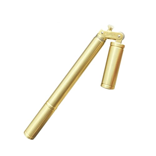 Image of Smoke King Lighter, Brass Gold Nunchaku Style, Dual Fuel Tank, Retro Bamboo Design, 360 Rotation, Windproof Refillable Metal Lighter for Outdoor, Camping, Collection (Fuel Not Included)