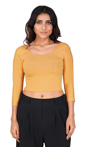 Image of Fressia Fabrics Women's Cotton Readymade Saree Blouse Stretchable Crop Top Choli Bustier Top