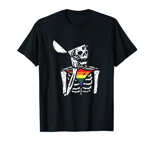 Gay Pride Skeleton LGBT-Q Ally Rainbow Flag Hombres Mujeres Camiseta