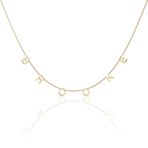 18K Gold Spaced Letter Necklace