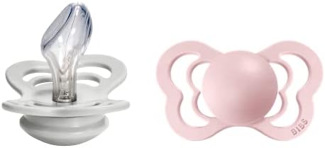 BIBS Couture Soother 2-Pack, BPA Free Dummy Pacifier, Orthodontic Nipple. Silicone, Size 1 (0-6 Months), Peach/Woodchuck