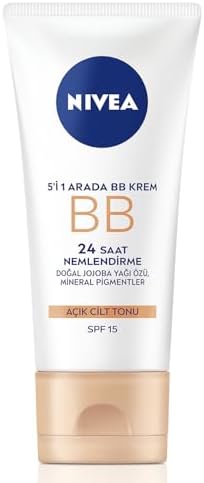 NIVEA Essentials 5'i 1 Arada BB Krem, 24 Saat Nemlendirme+Doğal Jojoba Yağı Özü +Açık Cilt Tonu 50 ml, SPF 15 Güneş Koruması — Amazon ürün görseli