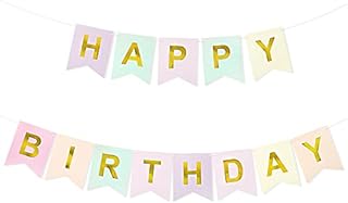 Colorful Macaron Happy Birthday Banner Candy Pastel Birthday Bunting Banner for Birthday Party Decoration