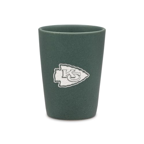 Rico Industries NFL Football Kansas City Chiefs Sage 2oz Ceramic Shot Glass for Fans, Laser Engraved In Trendy Color Single Shot Glass