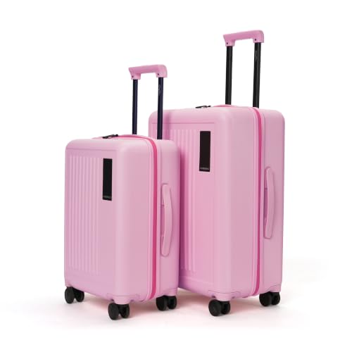 MOKOBARA The Transit Wave Set of 2 Luggage|Small 54cm & Medium 64cm Pink Polycarbonate 8 Wheel Trolley Hardsided Suitcase with Built in TSA Lock Travel Suitcase (Excuse Me)
