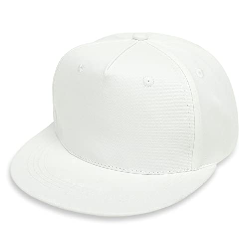 Kids Boy Girl Baseball Cap Baby Sun Hat Adjustable Toddler Trucker Hats With Flat Brim For Summer Outdoor (Z-White, 2-4T) #TOP2