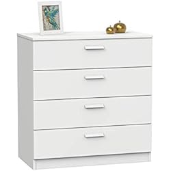 Cajones Blancos Muebles Pitarch Tibet Cómoda, Aglomerado de partículas y melanina de Alta Densidad, Blanco, 78 x 74 x 40 cm