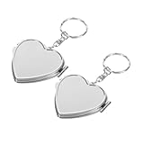 [ROMISBABA] ハート型キーホルダー 化粧鏡 ポータブル両面ミラー 財布コンパクトミラー 女性用 旅行や外出に 2個セット