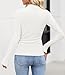 ZESICA Women's Long Sleeve Shirts 2026 Spring Mock Neck Ribbed Slim Fit Tops Basic Tees Dressy Casual Outfits Clothes White Small