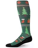 Comrad Knee High Socks - 15-20mmHg Graduated Compression Socks, (Christmas, Small) - Soft & Breathable Support Socks for Men, Pregnant Women, Nurses, Workout, Home, Work & Travel