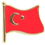 Veemoon Broche de Metal Diseño de Bandera Nacional Turquía, Alfiler Resistente para Ropa, Broche Creativo Rojo, Decoración para Mujer, Accesorio para Eventos y Fiestas