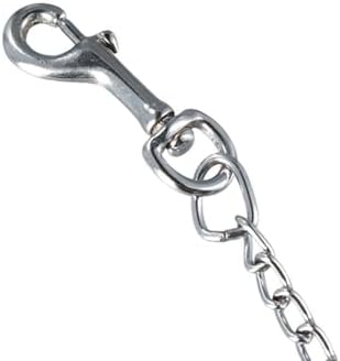 Heavy Duty Metal Chain Dog Leash with Leather Handle, Strong Control Pet Lead for Outdoor Training, Anti Bite Traction Rope for Dogs Up to 10kg(Black) — view 6