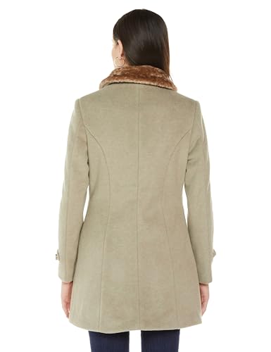 Image of Qube By Fort Collins Women's Semi-Long Tweed Coat with Knitted Finish - Elegant Winter Outerwear for Casual and Formal Looks