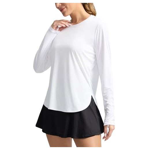 Women's Sun Shirts UPF 50+ Long Sleeve UV Protection Shirt Lightweight Quick Dry Workout Hiking Tops for Women(White,M)