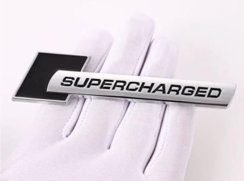Image of Emblems for Car & Bike Metal Lo.go and Grill Me.tal Lo.go, Auto Accessories for Car Emblem 3D Badge Auto Racing Sport Sticker Grand Tourer Decal. (Chrome Black Supercharged Sticker)