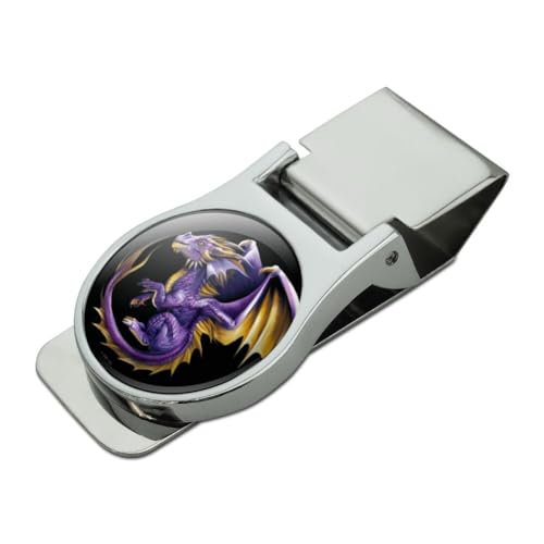 Purple Baby Dragon Satin Chrome Plated Metal Money Clip