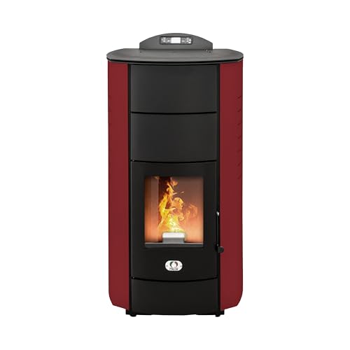 STUFE A PELLET ITALIA Manhattan 24 KW WiFi - Stufa a Pellet Idro per Riscaldamento e Acqua Calda Efficienza 92% Scalda 180m² Autonomia 22H Programmabile 5 Velocità e Potenze Garanzia 24 Mesi Rosso