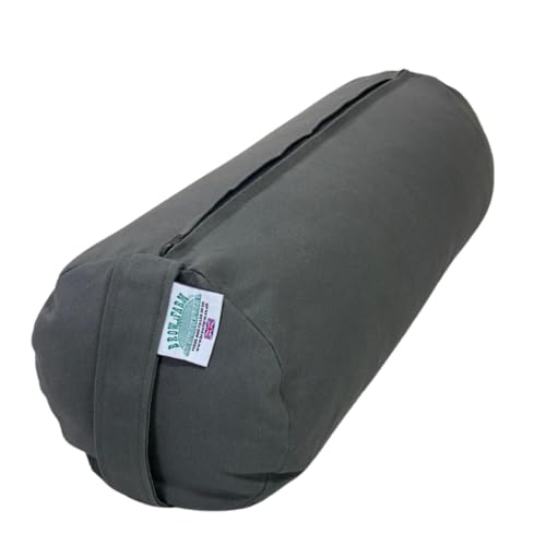 Small/Travel Yoga Bolster – Buckwheat Hull-Filled, 52×18cm, 2.2kg | 4 Colour Choices (Metal Grey)