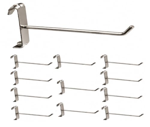 Image of Q1 Beads 12 Pcs 12 inches Stainless Steel Gridwall Panel /Mesh /Jali /Grid Display Hook Hanger for Showroom, Mobile Shops,Supermarket Hanging in Garment & Grocery Shops etc.(Chrome) (12 inches)