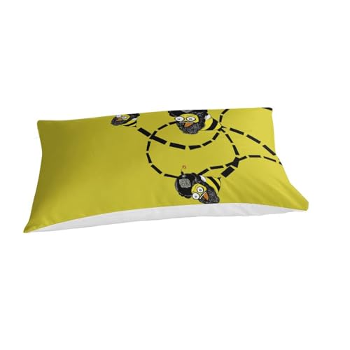 Housse de couette abeille 3D 135x200 parure de lit microfibre avec taies d'oreiller