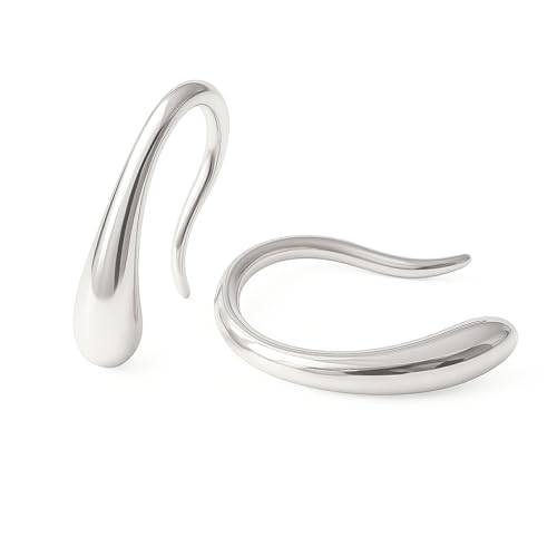 [Noelmarket] 金属アレルギー対応ピアス つけっぱなし ドロップピアス フープピアス レディース シルバー925 (シルバー)