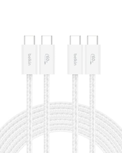 Belkin USB C to USB C 60W Braided Cable 2 Pack, 9.9ft iPhone Charger Cord