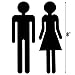 Kichwit Bathroom Door Sign for Men and Women, Toilet and Restroom Sign for Business or Home, Plastic With Adhesive on the Back, Black