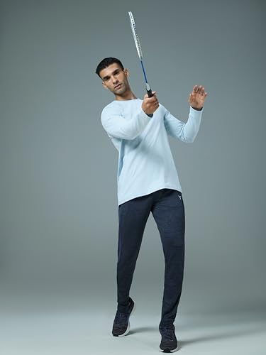 Image of TECHNOSPORT Men's Slim Fit Full Sleeve Crew Neck T-Shirt, COTFLEX Quick Dry Moisture Wicking Stretchable Sports Gym and Casual Wear