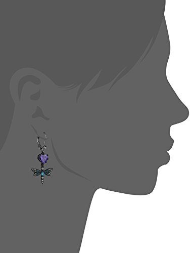 Betsey Johnson CZ & Butterfly Double Mismatch Drop Earring2